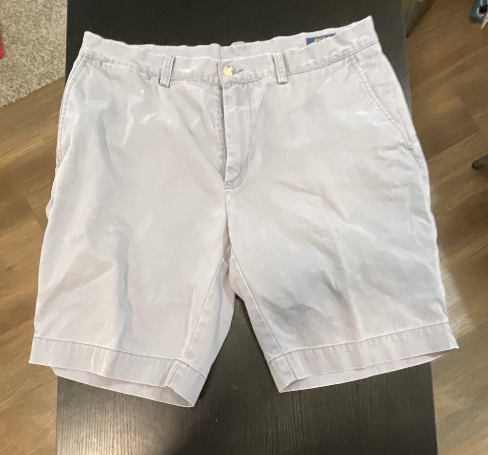 Polo Ralph Lauren Men’s Classic Fit Gray Chino Shorts Solid Flat Front Zip grey